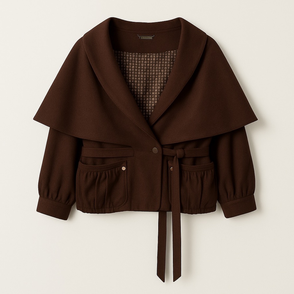 Marc Ecko Brown Wool Cape Jacket M  Retro Cloak Style Fall Layer Y2K